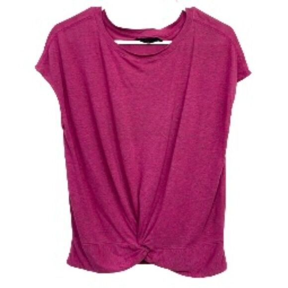 PrAna Pacific Drift Crossover Fuschia Purple Bottom Twist Top T Shirt Womens XS - Picture 4 of 13